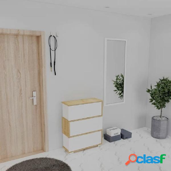 Homemania Scarpiera Zigzag 75x30x95 cm Bianco e Rovere