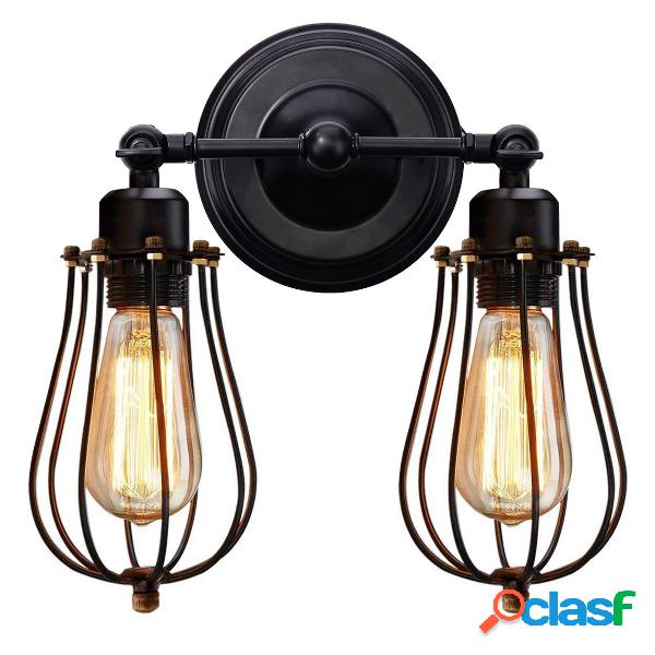 KINGSO 110V Wall Sconce 2 Light Metal Industrial Wire Cage