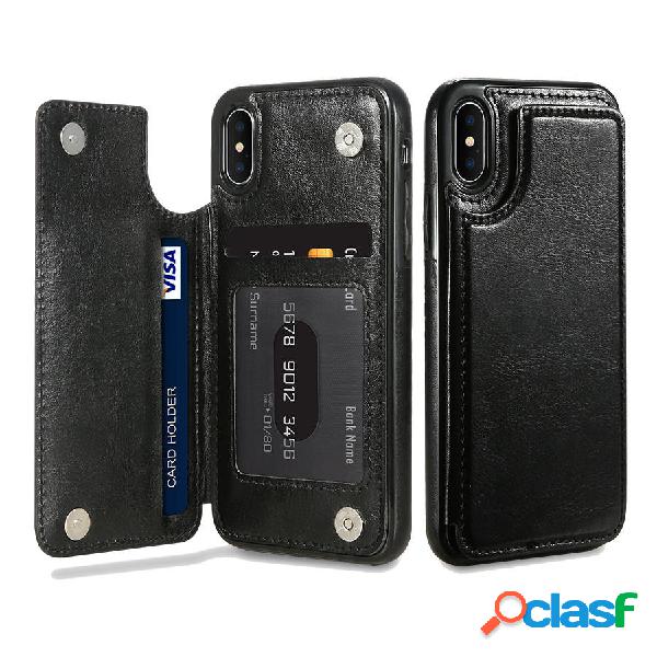 KISSCASE Retro PU Leather Card Slots Bracket Case for iPhone