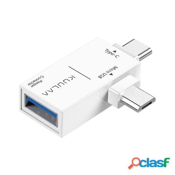 KUULAA 2-In-1 Micro USB+Type-C to USB 3.0 OTG Adapter