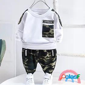 Kids Boys Clothing Set Long Sleeve 2 Pieces White Black Fur