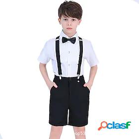 Kids Boys Clothing Set Short Sleeve 3 Pieces Blue Black Red