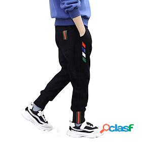 Kids Boys Pants Black Patchwork Striped Patchwork Basic