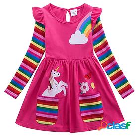Kids Little Dress Girls Rainbow Flower Unicorn T Shirt Dress
