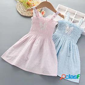 Kids Little Girls Dress Butterfly Dot Daily Wear Light Pink