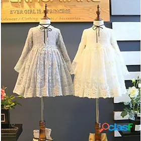 Kids Little Girls Dress Floral / Botanical Solid Color Daily