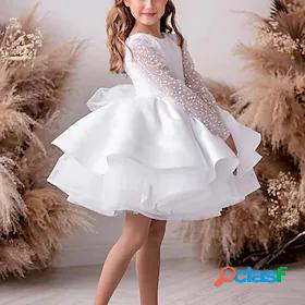 Kids Little Girls Dress Polka Dot Solid Colored Performance