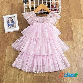 Kids Little Girls Dress Polka Dot Solid Colored Special