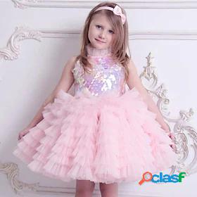 Kids Little Girls Dress Sequin Party A Line Dress Sparkle