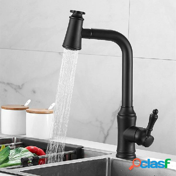 Kitchen Sink Faucet Pull-Out Sprayer Brass Hot Cold Water