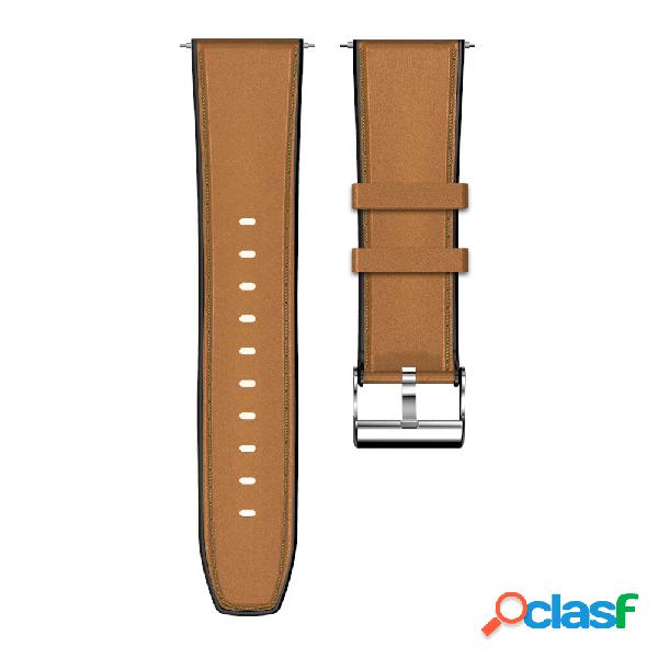 Kospet 24MM Head Layer Cowhide Silicone Watch Band Strap for
