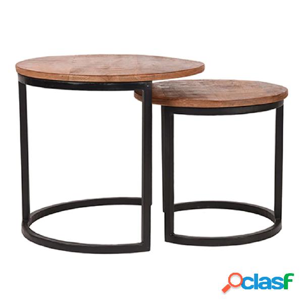 LABEL51 Set Tavolini da Salotto Duo 2 pz Legno/Nero