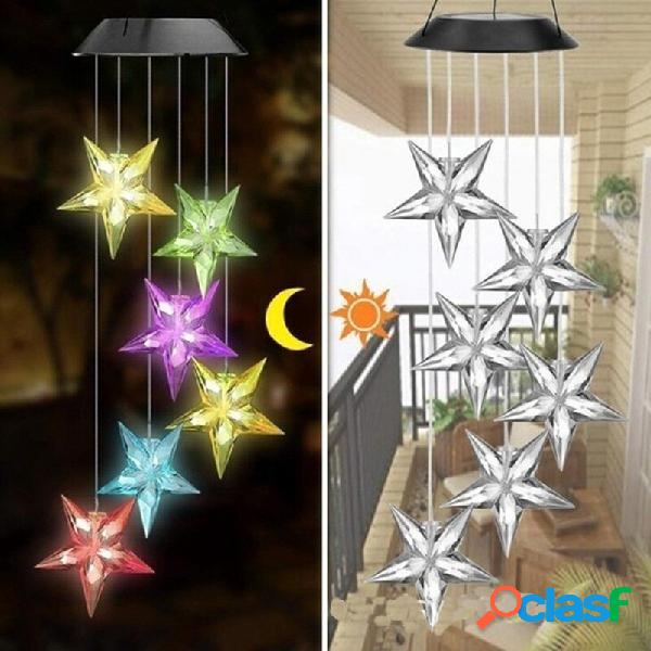 LED Solar Five-pointed Star Wind Chime Lamp Colorful