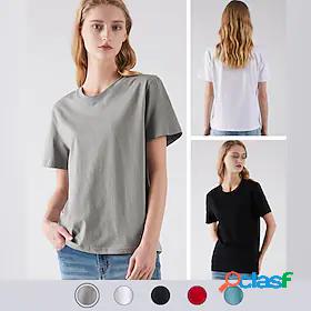 LITB Basic Womens 100% Cotton T-Shirt Solid Color Casual