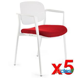 Lotto da 5 sedie per sala dattesa ERIC color rosso
