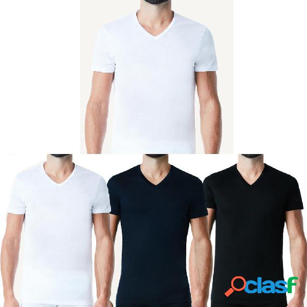 MAGLIA T-SHIRT DA UOMO INTIMA MANICA CORTA SCOLLO A V 100%