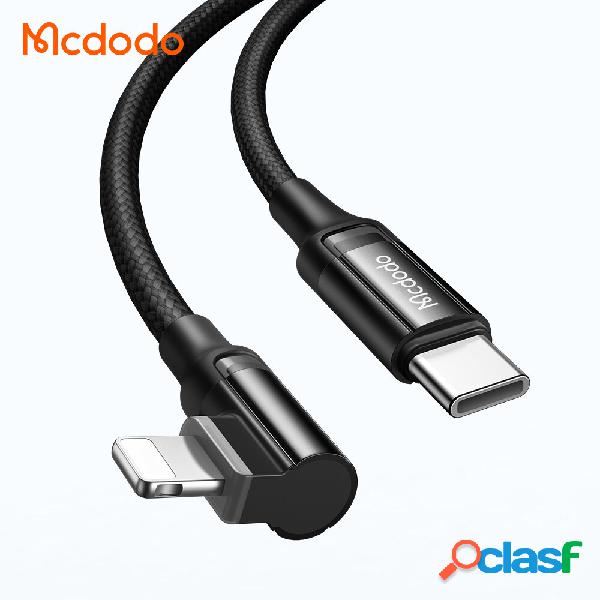 MCDODO 36W USB-C for Lightning Data Cable 90° Elbow Auto
