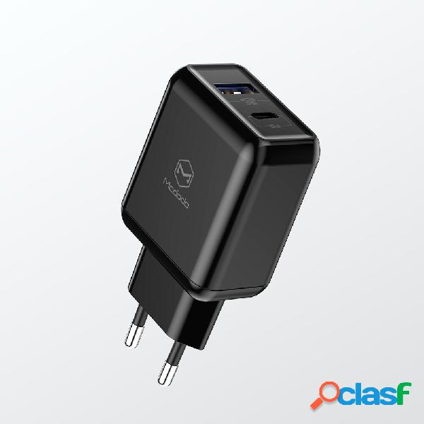 MCDODO EU/US/UK Plug 18W USB Charger PD QC3.0 Travel Wall