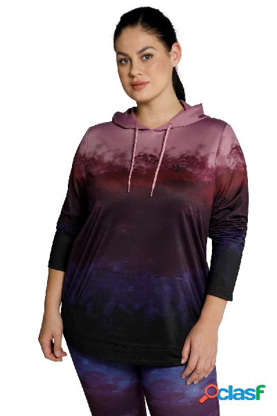 Maglia con cappuccio, nuvole, fori per i pollici e maniche