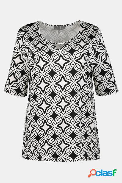 Maglia fluente, design con stelle, scollo a girocollo,