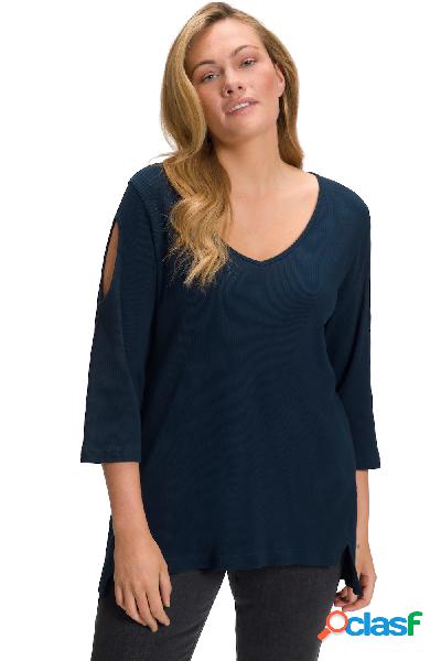 Maglia in cotone biologico con aperture, scollo a V e