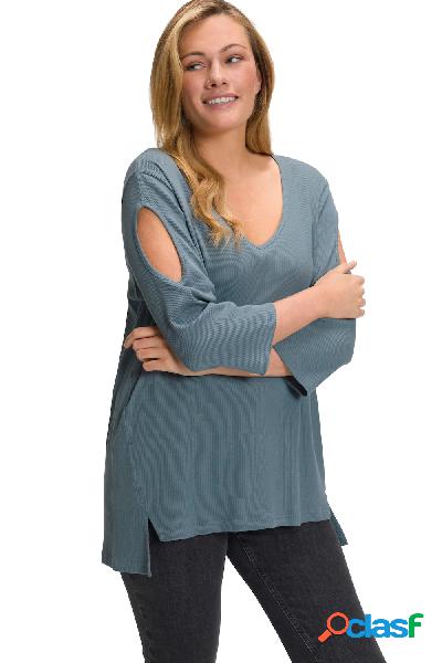 Maglia in cotone biologico con aperture, scollo a V e