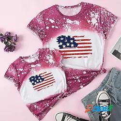 Mamma e io Giornata nazionale americana maglietta A strisce