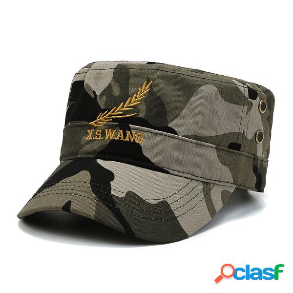 Men Cotton Letter Wheat Embroidery Camouflage Outdoor