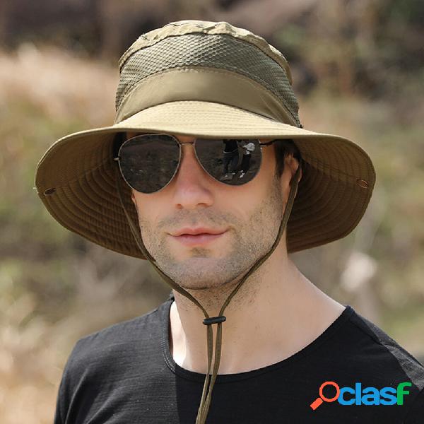 Men Foldable Mesh Breathable Sunshade Hat Windproof Rope