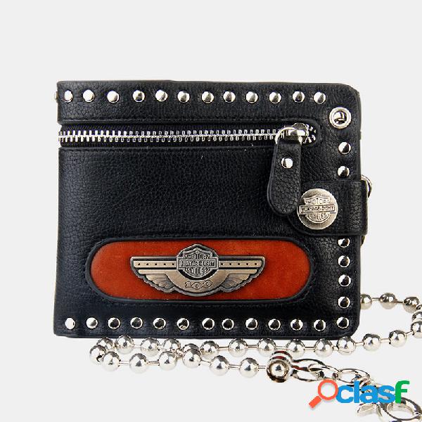 Men Genuine Leather Business RFID Retro Style Geometric