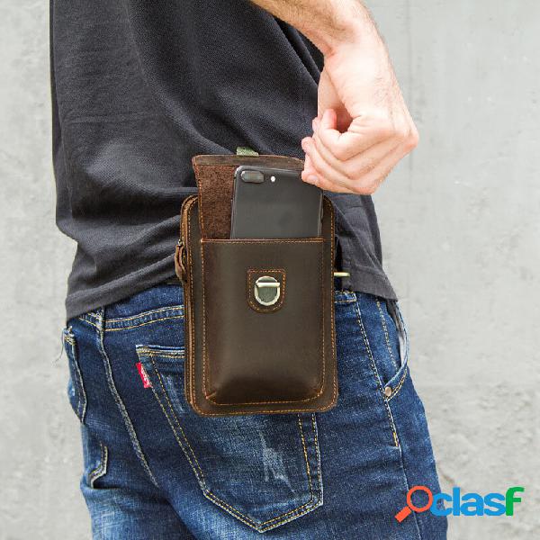 Men Genuine Leather Retro Casual Outdoor Multi-carry Phone