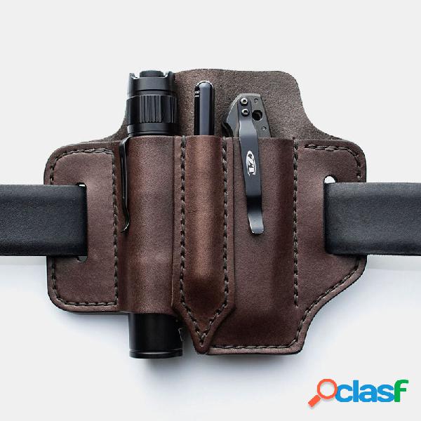 Men Genuine Leather Retro Mini Easy Carry Multitool