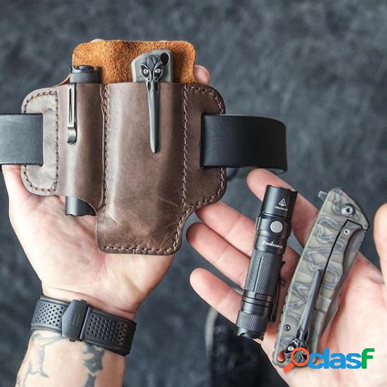 Men Genuine Leather Retro Mini Easy Carry Multitool