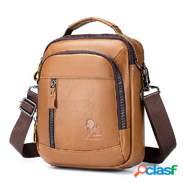 Men Genuine Leather Vintage Durable Crossbody Bag Large