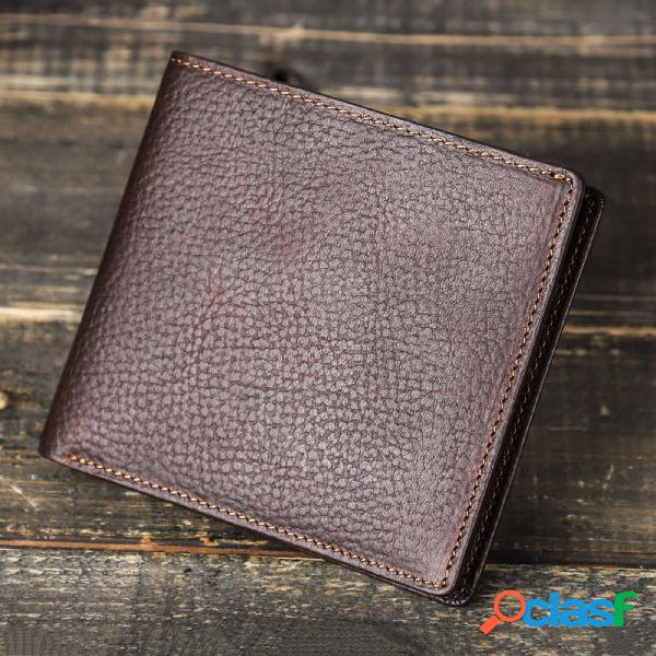 Men Genuine Leather Vintage RFID Multiple Card Slot Wallet