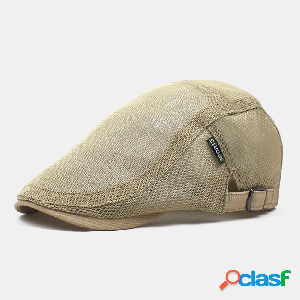 Men Newsboy Cap Polyester Mesh Letters Patch Casual Thin