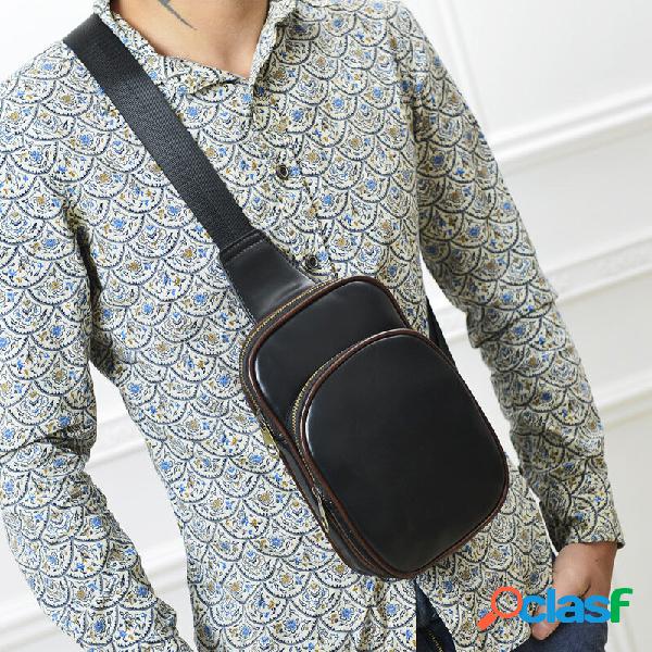 Men Vintage Casual Multi-Pocket Large Capacity PU Leather