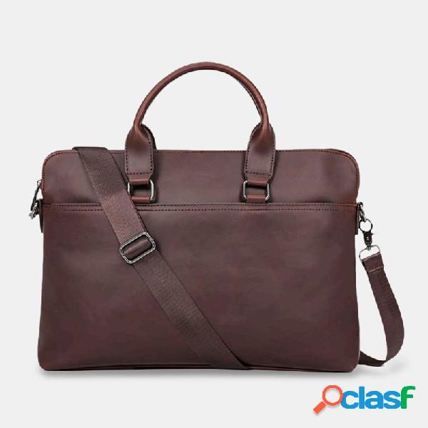 Men Vintage Faux Leather Multi-Carry Large Capacity Solid