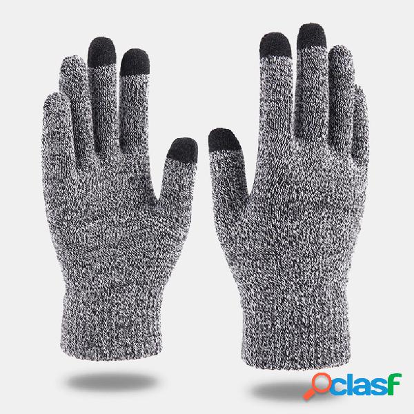 Men Winter Cool Protection Warm Full-finger Woolen Knitted