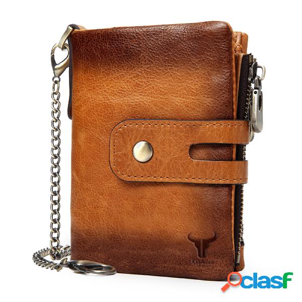 Menico Men Genuine Leather Vintage Multi-card Slot Design