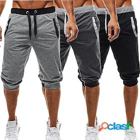 Mens Capri shorts 3/4 Length Medium Spring Summer Black Gray