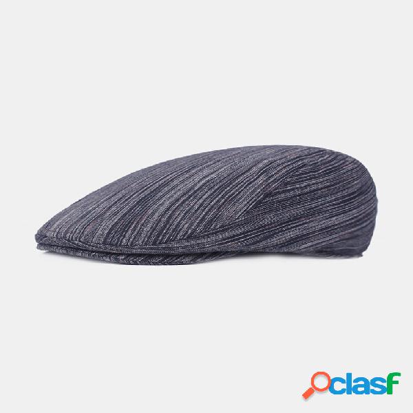 Mens Cotton Solid Color Stripe Beret Cap Duck Hat Sunshade