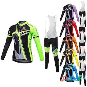 Mens Cycling Jersey with Bib Tights Long Sleeve Mountain