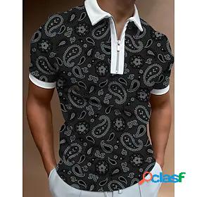 Mens Golf Shirt Floral Collar Street Casual Short Sleeve