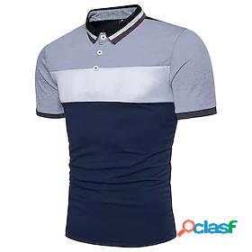 Men's Golf Shirt Tennis Shirt Color Block Collar Shirt
