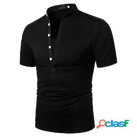 Mens Golf Shirt Tennis Shirt Solid Colored Collar Round Neck