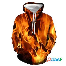 Mens Graphic Flame Pullover Hoodie Sweatshirt 3D Print Daily
