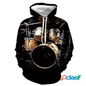 Mens Graphic Musical Instrument Pullover Hoodie Sweatshirt