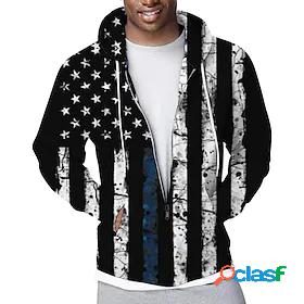 Mens Graphic National Flag Zip Up Hoodie Sweatshirt Full Zip