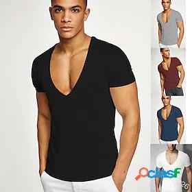 Mens T shirt Basic V Neck Medium Spring, Fall, Winter,